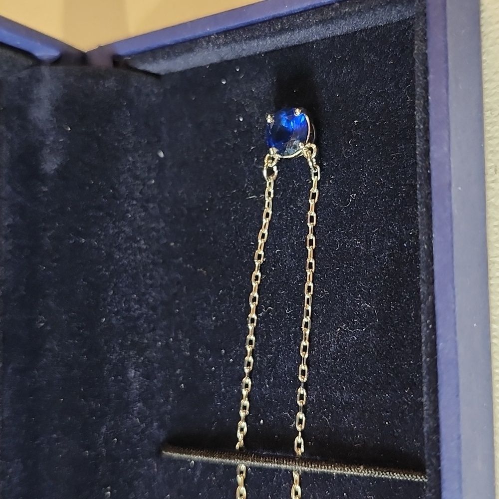Swarovski Necklace with One Side Earing Blue Accent - Picture 3 of 7